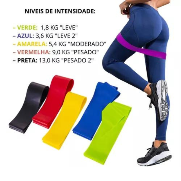 KIT 5 PÇS ELASTICO ACADEMIA, SÃO 5 INTENSIDADES