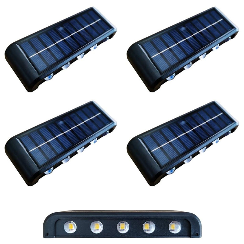 kit com 4 Arandela solar 10 leds jardim escadas muros prova