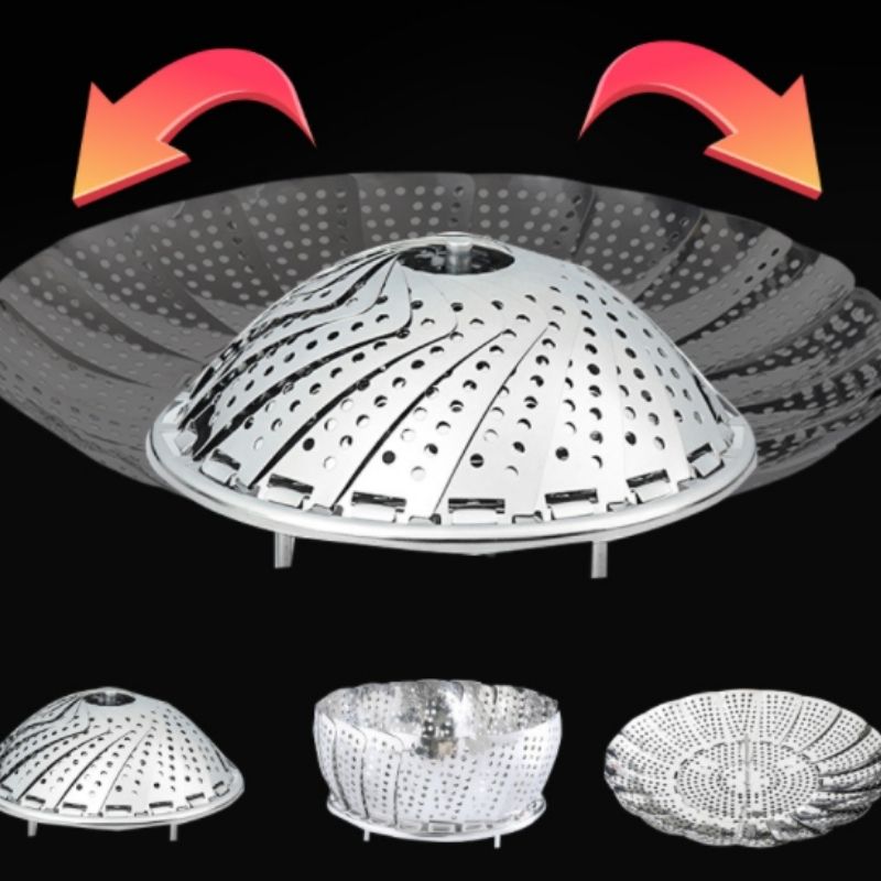 Cesto De Aço Inox Para Cozimento A Vapor Retrátil