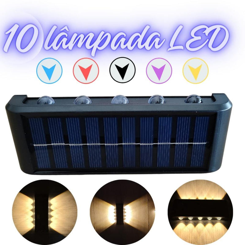 kit com 4 Arandela solar 10 leds jardim escadas muros prova