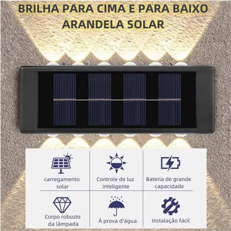 kit com 4 Arandela solar 10 leds jardim escadas muros prova