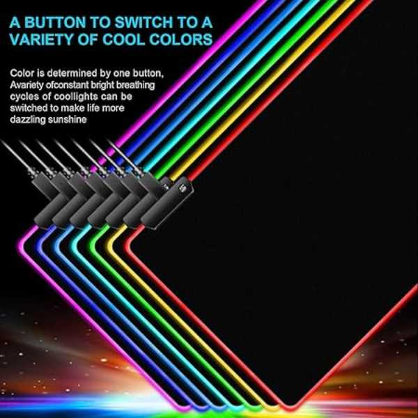 Mouse Pad Gamer RGB Grande com Led Colorido na Borda – 80x3