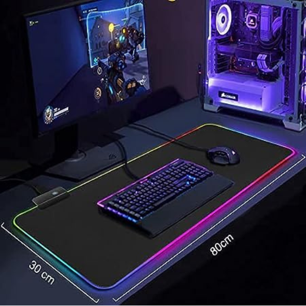 Mouse Pad Gamer RGB Grande com Led Colorido na Borda – 80x3