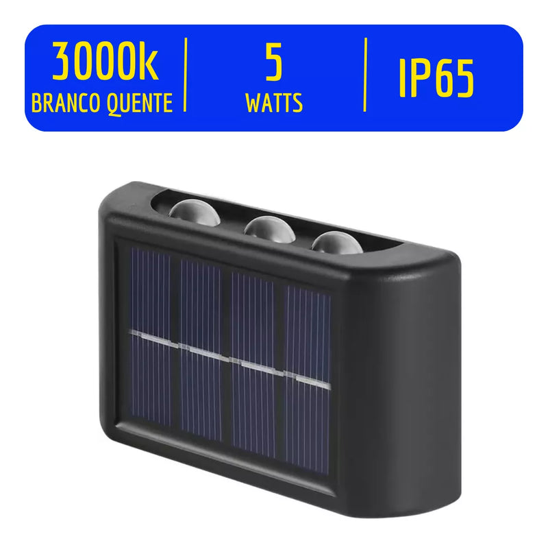 Kit com 8 Arandela solar 6 leds jardim escadas muros prova d